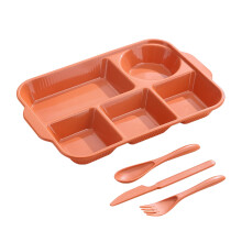 Plateau-repas gauche en plastique Ă 5 compartiments, 22 x 32,5 cm