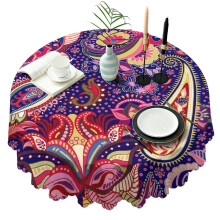 Runde Tischdecke mit Paisley-Muster, 60 Zoll, knitter- und fleckenbeständig