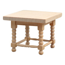 Mini mesa de té de madera para casa de muñecas. Mesa auxiliar cuadrada.