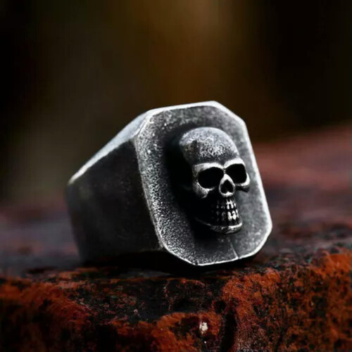 Phantom Skull Ring, roestvrijstalen herenzegelring - 11