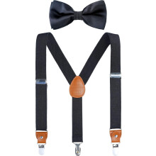 Leather Suspenders with Metal Clips for Boys and Adults