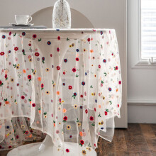 Nappe en dentelle brodée de fleurs, anti-poussière, 1 pièce