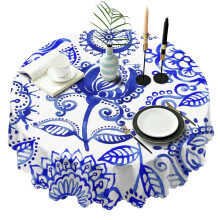 Runde Tischdecke mit böhmischem Paisley-Muster, 60 x 60 Zoll