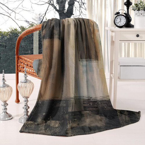 Abstract Flannel Throw Blanket Blue Grey 50x60in