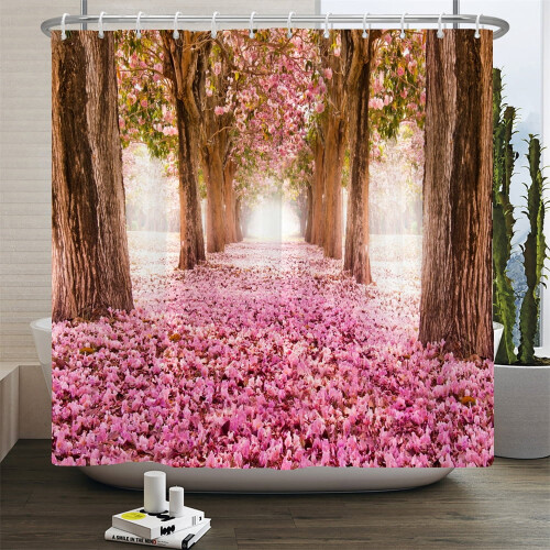 Perdea de duș Birch Forest, poliester, impermeabilă, 72x72inch
