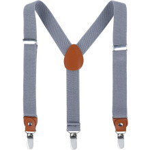 Men's Leather Suspenders with Metal Clips