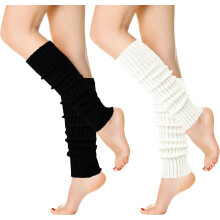 Geribbelde gebreide katoenen beenwarmers voor dames (2 paar)