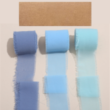 Chiffong sidenband 3,8 cm 14,5 m fransade kanter 3 st