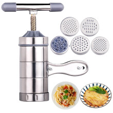 Presse à pâtes manuelle en acier inoxydable avec 5 moules