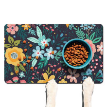 Tapis pour gamelle pour chien à motif floral et crâne, absorbant et imperméable