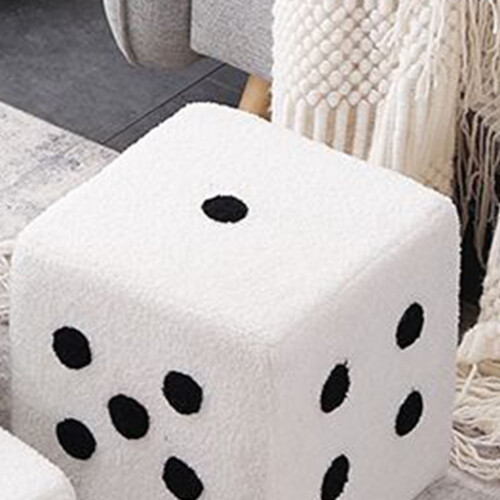 Dice Design Cube Foot Stool White 20x20x20cm Solid Wood 1