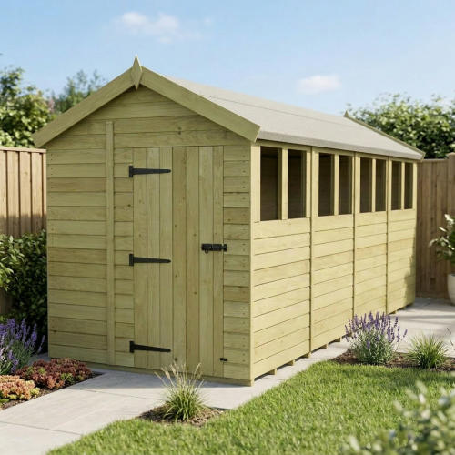 7 x 16 Apex Shed Tanalised (Single Door, With Windows)