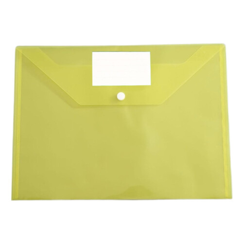 Clear File Folder with Label Pocket and Snap Closure Yellow 1