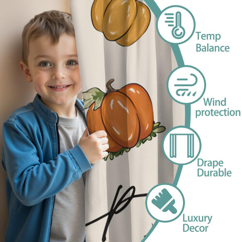 Pumpkin Pattern Thanksgiving Curtains 2 Pack 42x54 in 2