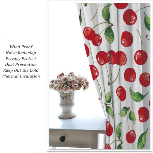 Berry Fruit Curtains Fresh Red Cherry Green Garden Rod 2