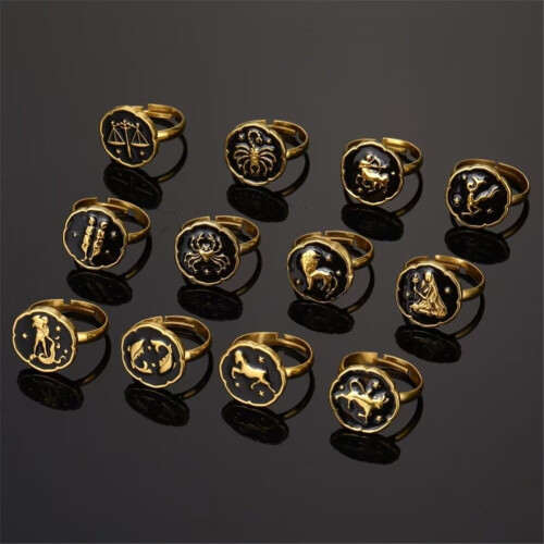 Women's Stainless Steel Enamel Sagittarius Ring Adjustable 1