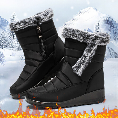 Women's Winter Snow Boots Black Size 7 1