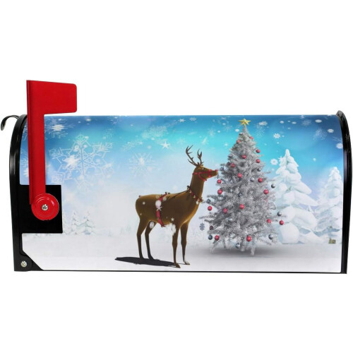 Christmas Tree Snowflake Reindeer Magnetic Mailbox Cover 18 1