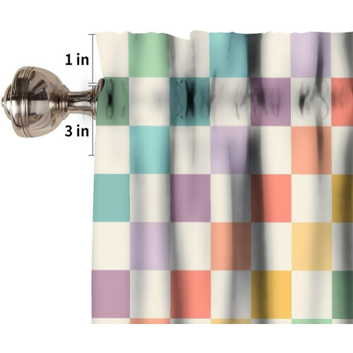 Gradient Grid Valance Curtains 54x18 inch Rod Pocket 2