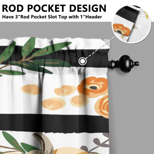 Pumpkin Pattern Tier Curtains 2 Pack Fall Leaves Design 2