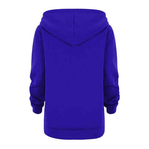 Kids Sweatshirt Long Sleeve Solid Color Zip Hoodie Blue 2