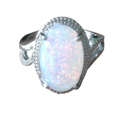Opolski Fashion Women's Oval Artificial Opal Ring 1