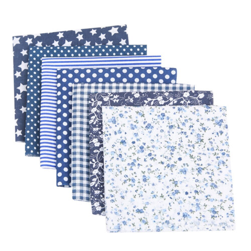 Patchwork Fabric Bundle Navy 7 pcs 9.84"9.84" 1