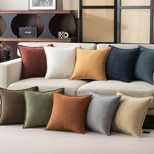 Light Grey Chenille Throw Pillow 40x40cm PP Cotton Filling 1