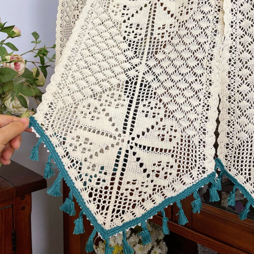 Boho Crochet Κουρτίνα Βανς για Παράθυρο Κουζίνας Αγροικία 2