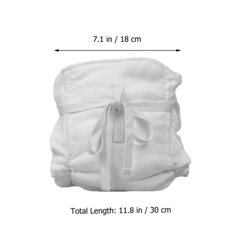 White Cotton Reusable Diapers Comfortable Leak-Proof 2 Pcs 1
