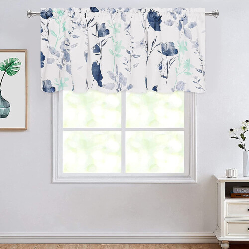 Kitchen Curtain Valance Light Filtering Blossom Print 52"W 1