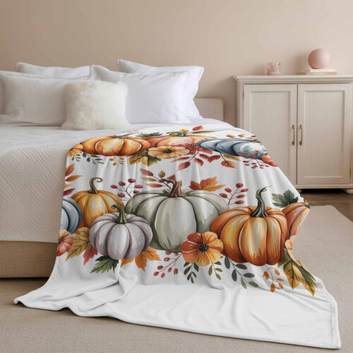 Flannel Fleece Throw Blanket Orange Maple Leaf 50x60 in 2