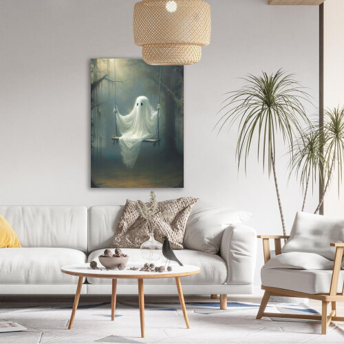 Vintage Ghost Canvas Wall Art Funny Swing Forest Poster 2