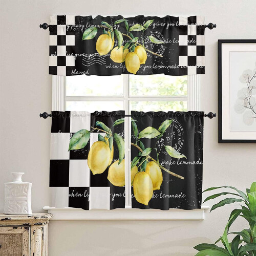 Kitchen Curtains and Valances Set Tropical Lemon Buffalo 1