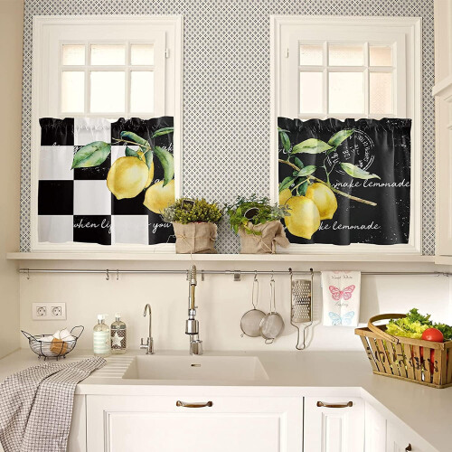 Kitchen Curtains and Valances Set Tropical Lemon Buffalo 2