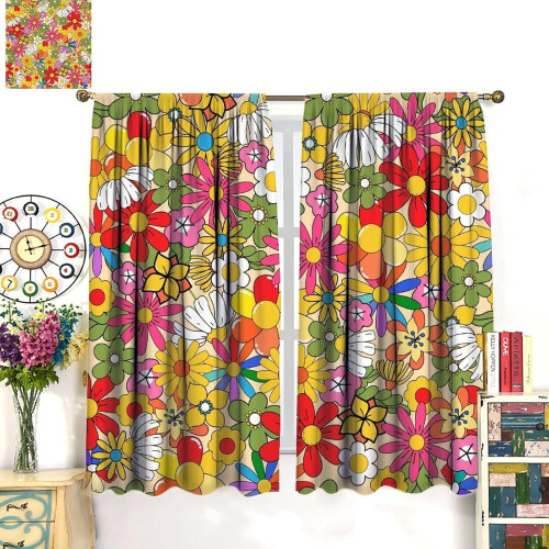 Boho Floral Vintage Curtains 2 Panels 63x63 inch 2
