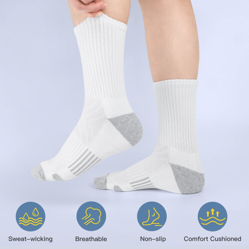 Athletic Crew Socks Cushion Performance Breathable 6 Pairs 1