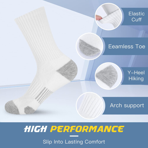 Athletic Crew Socks Cushion Performance Breathable 6 Pairs 2