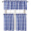 Semi Sheer Kitchen Curtains Set Buffalo Plaid Royal Blue 2