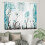 Farmhouse Teal Daisy Floral Kitchen Curtains Rustic 4