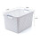 White Plastic Laundry Basket with Silver Handle 2-Bushel 3
