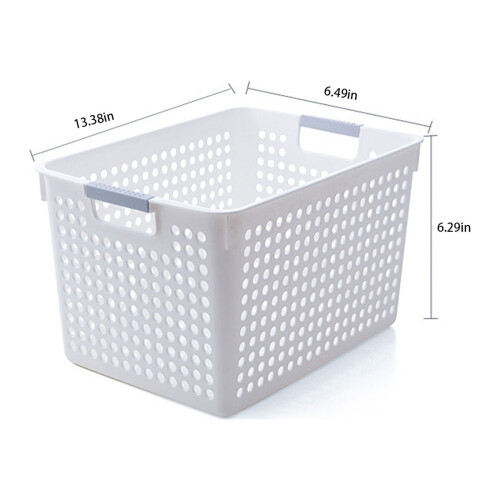 White Plastic Laundry Basket with Silver Handle 2-Bushel 2