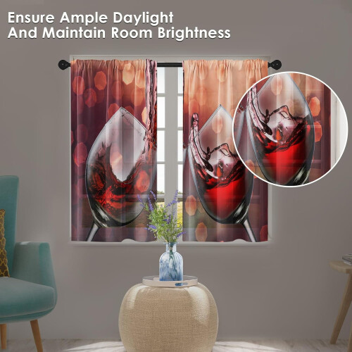 Red Wine Kitchen Curtains 26x36 Inch Set of 2 1