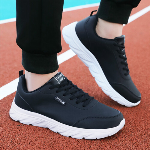 Men's Running Sneakers Leather Lace-Up Wide Width Extra 1