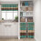 Beige and Orange Abstract Kitchen Curtains Set of 3 6
