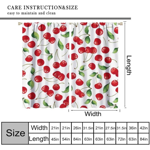 Fruit Berry Curtains Fresh Red Cherry Green Garden Rod 1