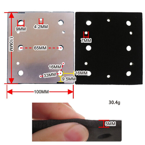 Sanding Pad Backing Plate Square 100x110mm 6-Hole for Ryobi 1