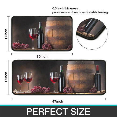 Vintage Wine Kitchen Mat Set 2 pcs Crystal Velvet Black 2