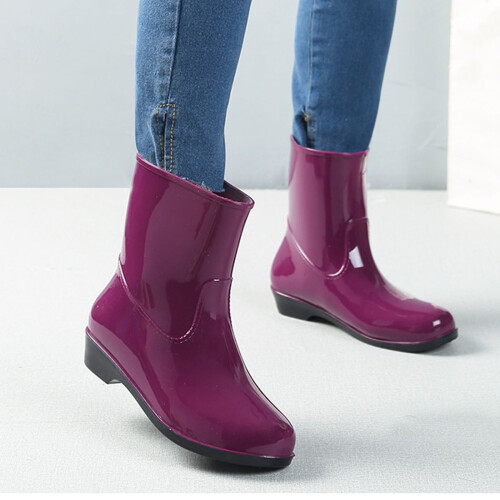Women's Waterproof Short Rain Boots Slip-On Ankle Rubber 1