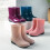 Women's Waterproof Short Rain Boots Slip-On Ankle Rubber 3